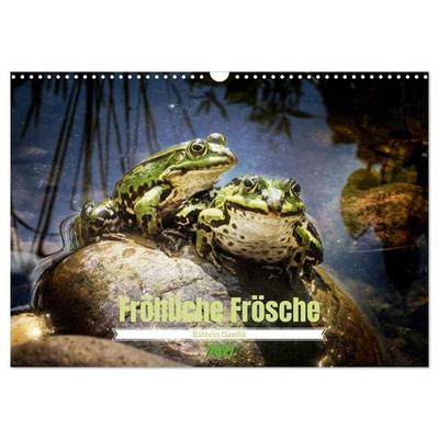 Fröhliche Frösche (Wandkalender 2027 DIN A3 quer), CALVENDO Monatskalender