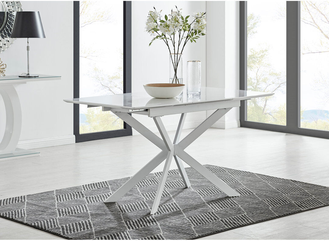 Canora Grey Eubanks Modern High Gloss Extendable Dining Table - Luxury Modern Home White H75 x L160 x W80cm