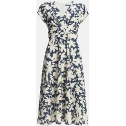 Midi Kleid aus bedrucktem Scuba Blau 36