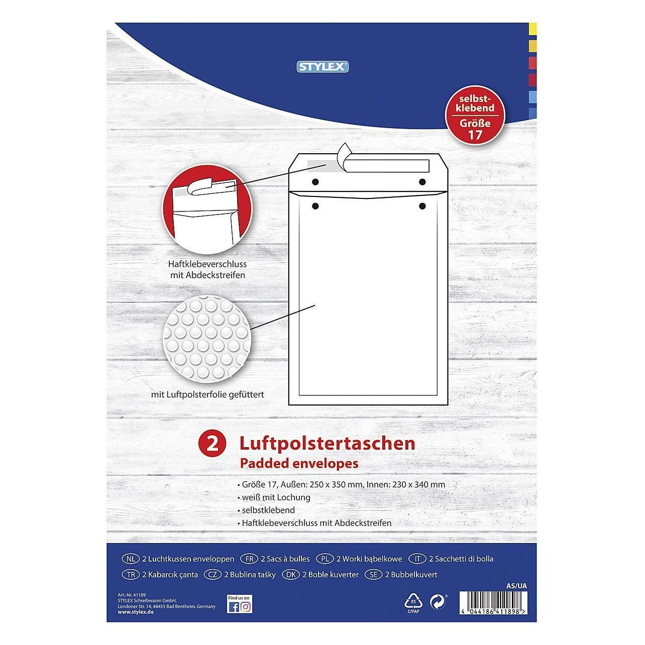 Stylex Luftpolstertasche Gr17 ws 2St (2 Stk.) (41189) Mindestbestellmenge: 5 Stück