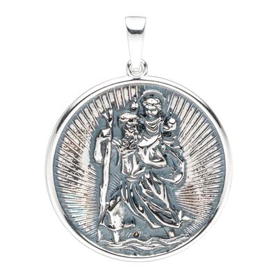 Runder Anhänger JOBO "Schutzpatron Christophorus", silber (silber 925), Schmuckanhänger, Damen, Silber 925 (Sterlingsilber), rund 925 Silber