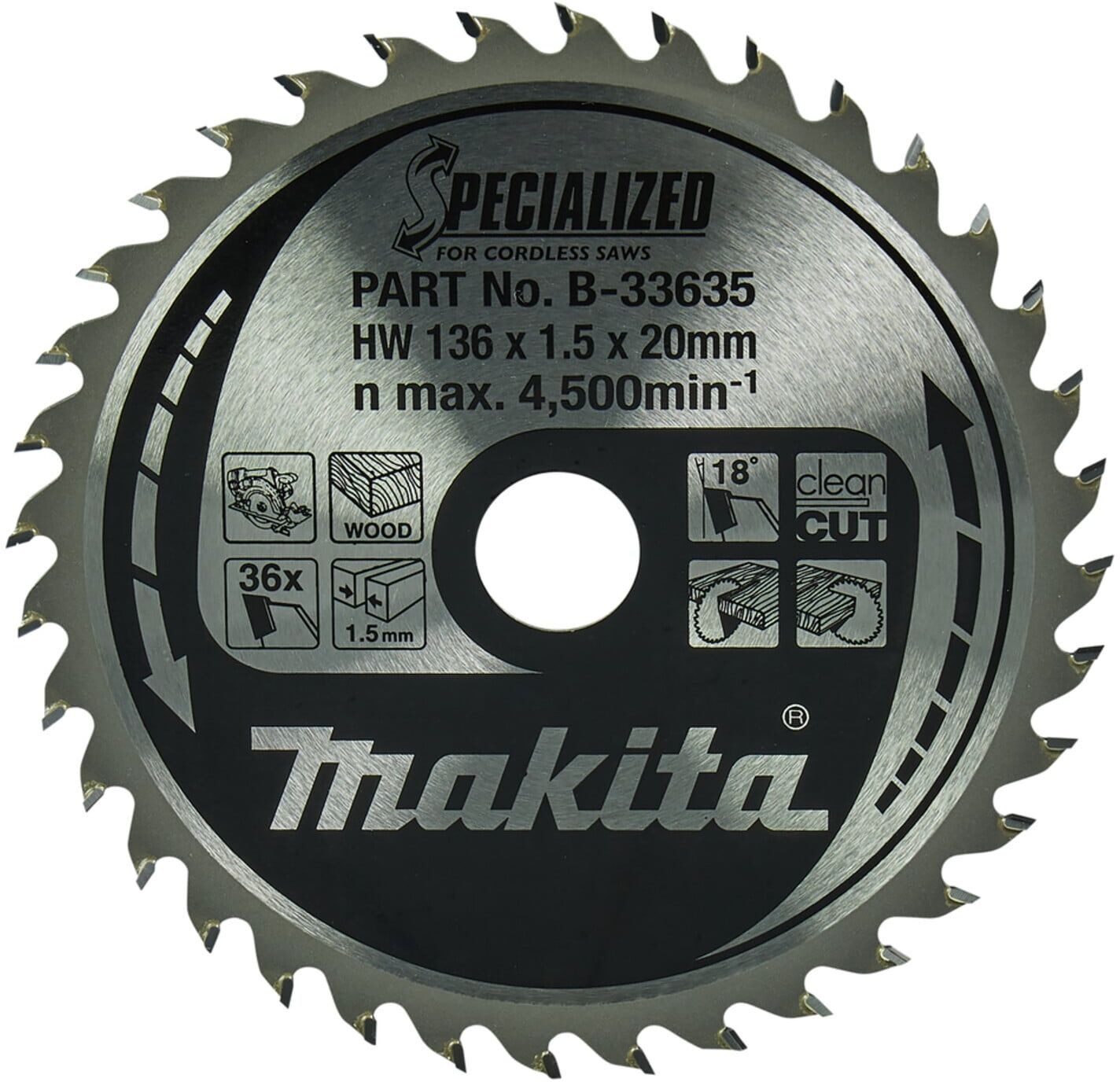 Makita Sägeblatt SPECIALIZED 136x20x36Z (B-33635)