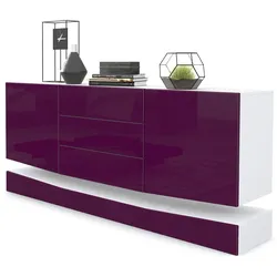 SIDEBOARD City Fronten in Brombeer Hochglanz