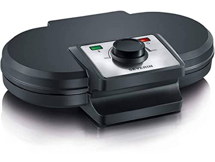 SEVERIN Gaufrier Duo 1 200 W\, Appareil à gaufres au revêtement antiadhésif pour deux norvégiennes moelleuses et croustillantes\, Machine à design compact\, noir\, WA 2106