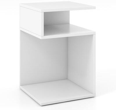 Costway S-Shaped Side Table with Unique S-shaped Frame and 2 Open Compartments-White