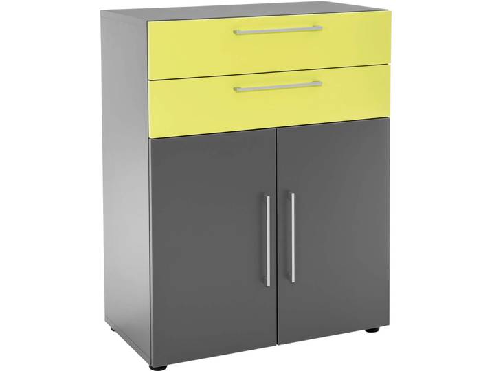 Kommode Window Anthrazit, Limette Holz B 81 H 108 cm - Material: Holzwerkstoff - Kommode