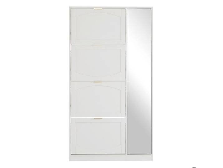 Meuble a chaussures - Blanc - 4 abattants porte miroir 80 x 24 x 147 cm