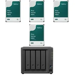 Synology DiskStation DS425+ 24 TB 4 Einschübe NAS-Server Leergehäuse + 4x Plus 3.5"" SA..., NAS, Schwarz
