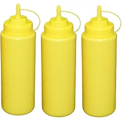 GVK ECO 3 Stück gelbe Quetschflaschen 1 Liter Dosierflasche Spenderflasche Dressingflasche