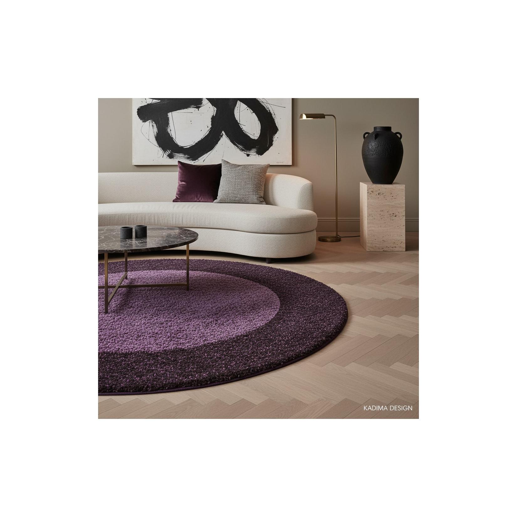 Teppich Hochflor RHEIN in Violett, mit Bordüre, Ø 160 cm
