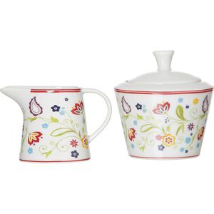 Ritzenhoff&Breker Milch-Zucker-Set Doppio Shanti, Porzellan, weiß / bunt Doppio