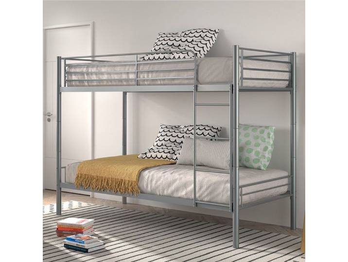 Lits superposés 90x200 cm en métal gris foncé