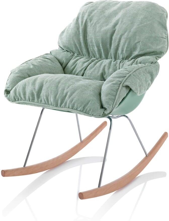 AQA DESIGN Fauteuil à bascule en bois et tissu vert menthe Vert 72x87x100cm