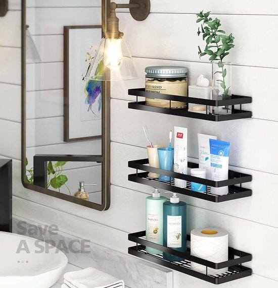Set van 2 zwarte metalen kruidenrekken van 40 cm voor wandmontage