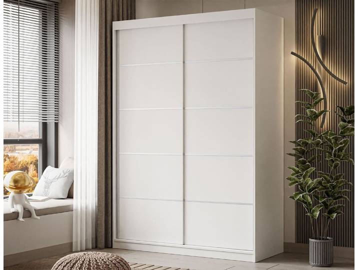 Kleiderschrank CAMARO PLUS 150 cm Schiebetürenschrank Weiß