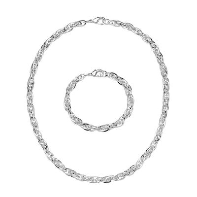 Ketten und Armband Set FIRETTI "Multipack Schmuck Geschenk Messing Armkette Halskette" Gr. 45, silber (silberfarben), Schmuck_Sets, Damen, 45, Messing, glänzend
