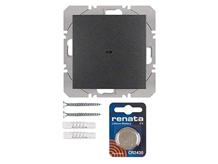 Pulsador de superficie KNX radio quicklink simple, con batería, berker.Net Emisores KNX radio de hager, para series berker S.1/ B.3/ B.7 de hager, antracita