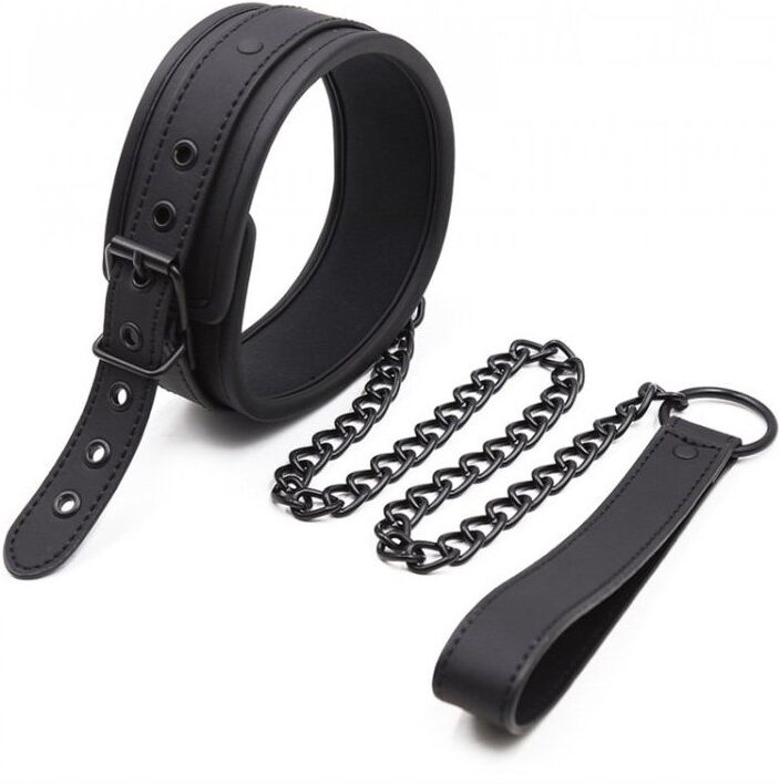 FUKR Collier Soumission avec laisse Noir