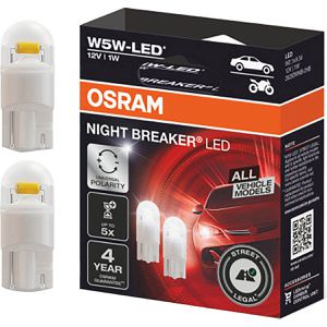 OSRAM Auto-Lampe Night Breaker, 5700 Kelvin, W5W, 12 V / 1 Watt, Positions- & Standlicht, LED-Retrofit, 2 Stück