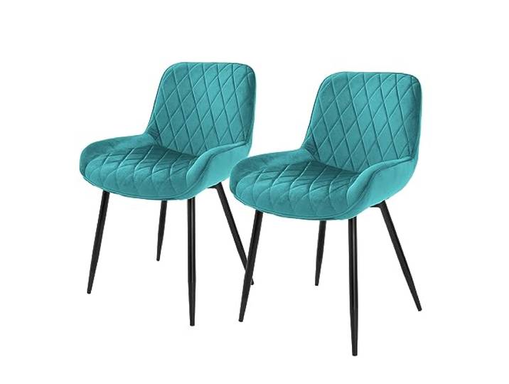 ML-Design 2er Set Esszimmerstühle, Petrol, Sitzfläche aus Samt, Stahlgestell, Esszimmerstuhl mit Rücken- und Armlehnen, Küchenstühle Küchenstuhl Wohnzimmerstühle Wohnzimmerstuhl Polsterstuhl Stühle