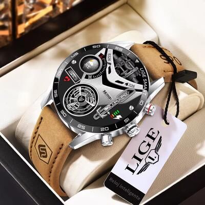 Inspired Finds LIGE 2024 Military GPS Smart Watch Rugged Men's AMOLED Outdoor Waterproof Smartwatch With Bluetooth Call & Heart Rate black