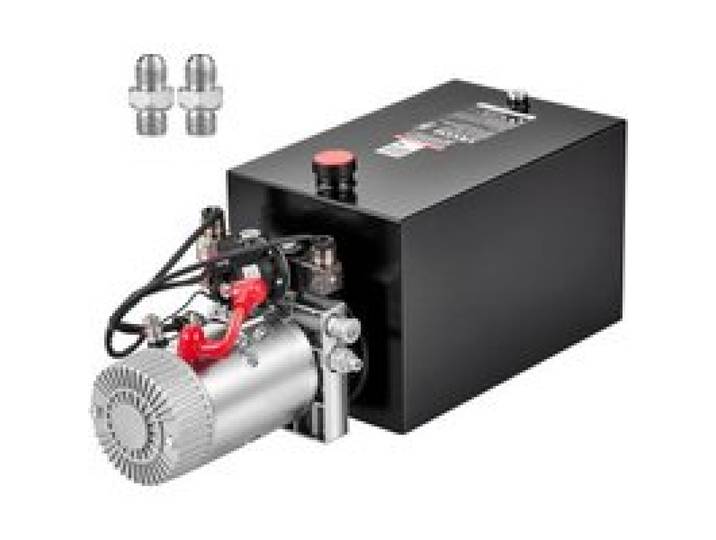 VEVOR Pompe Hydraulique 14,2 L, Double Effet, 12 V CC, Débit 3,4 L/min, Groupe de Bennage pour Camion Benne Remorque Basculante, Pression de Décharge 22 MPa, Mini Centrale Hydraulique Horizontale