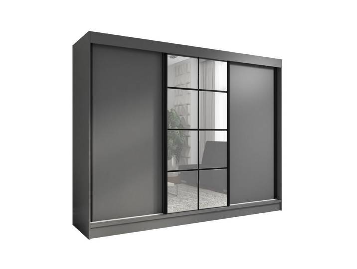 A&J MöbelLand GmbH Schiebetürenschrank ORAVIA mit Spiegel – Breite 200 cm (TOP PRODUKT! Wählen Sie das ideale Modell für Ihr Schlafzimmer! Breite: 200 cm, Höhe: 215 cm, Tiefe: 60 cm, Moderne Möbel mit funktionalem Design und hoher Verarbeitungsqualität) Loft-Design, Spiegelpaneele, großer Stauraum, moderne Schiebetüren