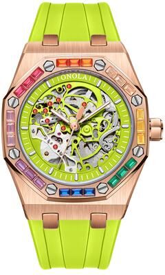 Fashion Sheath ONOLA Automatic Mechanical Luxury Men Watch For Business And Military Style rose Green