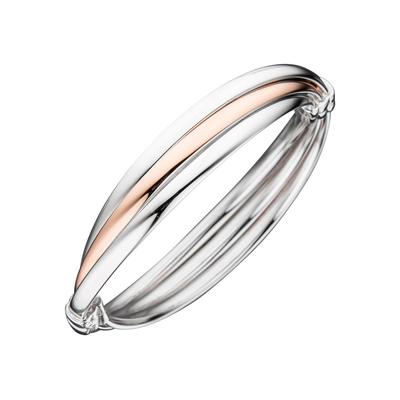 Armreif JOBO, silber (silber 925), Armbänder, Damen, Silber 925 (Sterlingsilber), Armreif, oval 925 Silber bicolor vergoldet