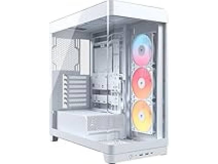 CORSAIR Frame 4500X RS-R ARGB Boîtier PC Moyen-Tour en Verre Panoramique – Système de Fixation du Ventilateur InfiniRail, Peut Accueillir Deux Radiateurs de 360 mm, 3X Ventilateurs RS120-R – Blanc
