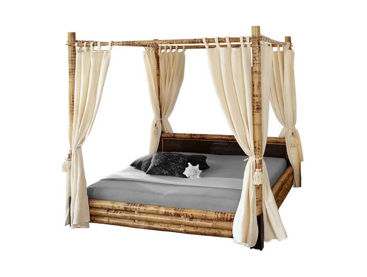Bambus-Lounge Himmelbett Misool Bambusbett Himmelbett Bettrahmen aus Bambus Möbel Holzbett