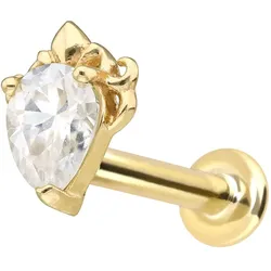 14 Karat Gold Labret mit Innengewinde MOISSANIT-TROPFEN