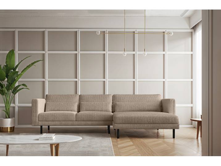 Kaiser Möbel Ecksofa L-form Dani modern und geräumig Stoff Poso Dunkelbeige Rechts