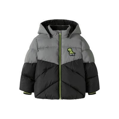 Steppjacke NAME IT "NMMMORTEN PUFFER JACKET DINO DETAIL1", Jungen, Gr. 116, schwarz, Web, Obermaterial: 100% Polyester, regular fit normal, Jacken Steppjacke