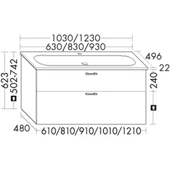 Burgbad Keramik-Waschtisch+Waschtischunterschrank System 30 Preisgruppe 1 Aqua Basaltgrau SHAV063F1720C0001