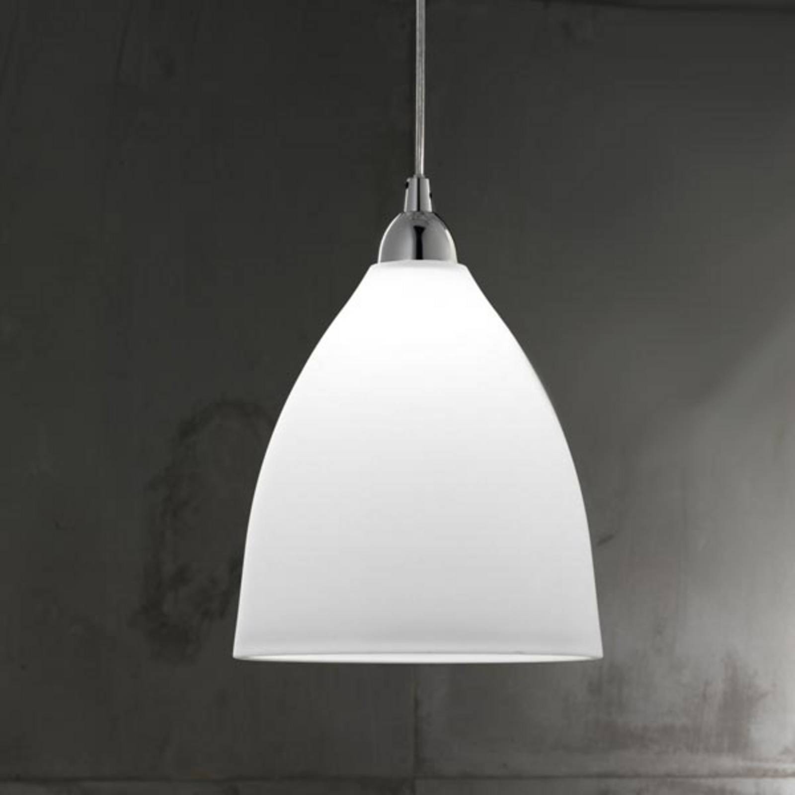 Fabas Luce Glass Pendant Light PROVENZA, dimmable, White / opal, Living / Dining Room, Glass, Modern, Ceiling Light