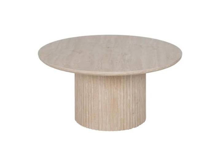 Table Basse - Meubles&Design - Table basse ronde THYMORIA pierre beige 90 cm pied cannelé