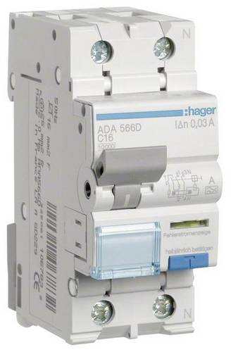 Hager ADA566D FI-Schutzschalter/Leitungsschutzschalter 2polig 16A 0.03A 240V
