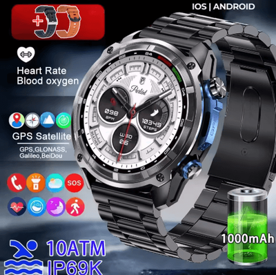Inspire Picks TrailMaster Pro GPS Smartwatch 10ATM Military Outdoor Watch With Offline Maps & 1000mAh Battery black Steel 2a gps Offline Map