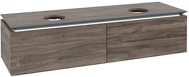Villeroy und Boch Legato Waschtischunterschrank B599L0RK 160x38x50cm, für 2 Waschtische, LED-Beleuchtung, Stone Oak