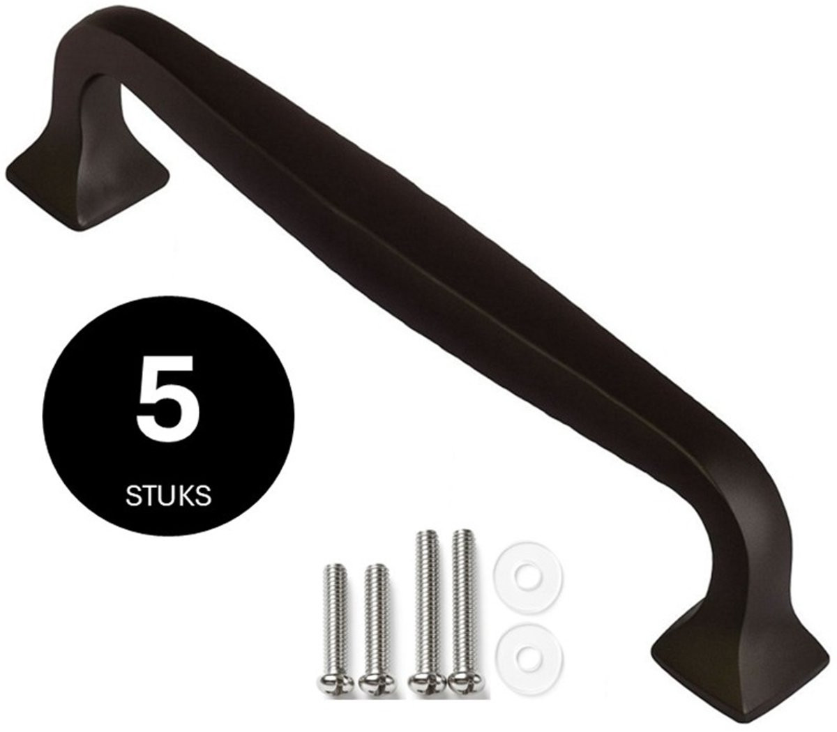 MSQDESIGN Set van 5 zwarte meubelgrepen met schroeven, 128mm