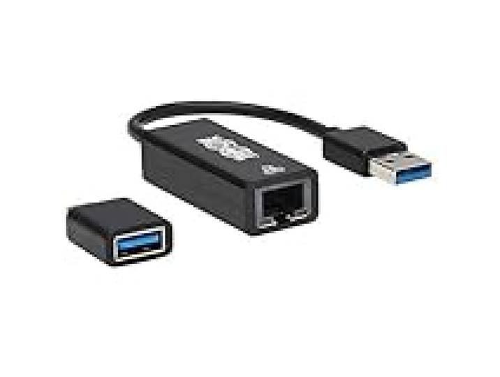 Tripp Lite Adaptateur réseau USB-C, USB-A vers RJ45 Gigabit Ethernet (2 x M/F), USB 3.2 Gen 1, Noir (U336-000-GB-CA)