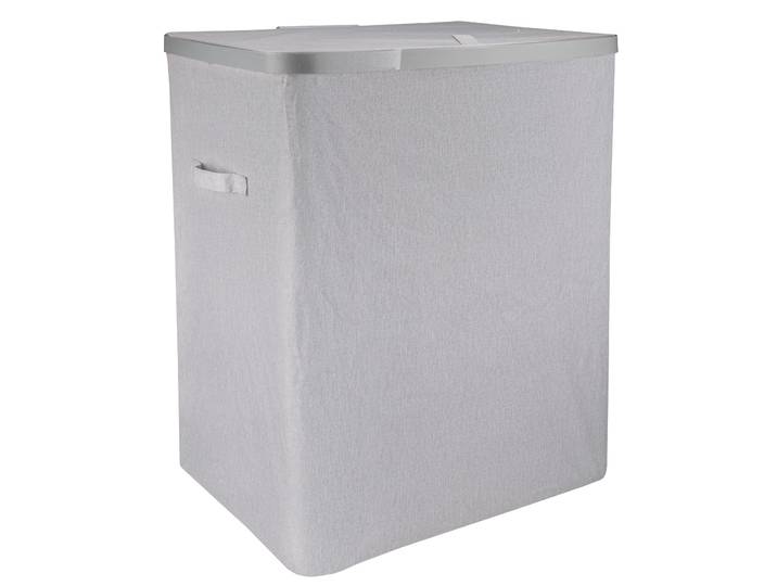 Wäschetonne KLEINE WOLKE Bob , silbergrau, B:56cm H:67cm T:40cm Ø:40cm, ABS-Kunststoff, Polyester, Polypropylen, Wäschesammler, Wäschetonne