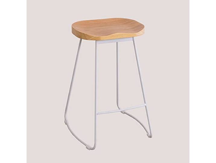 SKLUM Barhocker aus Stahl und Ulmenholz Neicol Weiss ↑65 cm