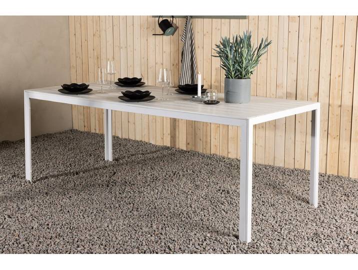 Gartentisch Tareen - eine harmonische Kombination aus Natürlichkeit und Stabilität - Weiß - 205x90 - Luxusbetten24