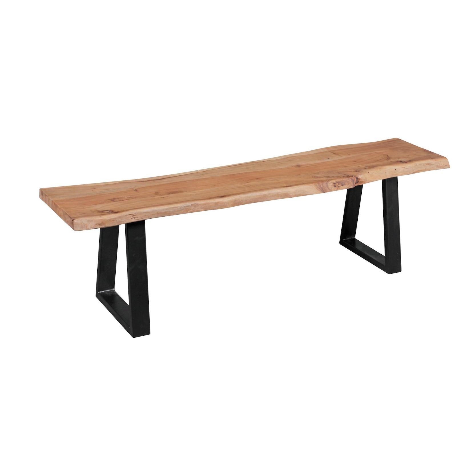 KADIMA DESIGN Esszimmerbank Akazienholz: 4 Personen, Akazienholz, 160x40x45 cm, schwarze Metallfüße, Anti-Rutsch-Pads.