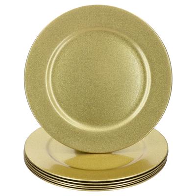 6x Platzteller Gold Glitzer Ø33cm Dekoteller leicht Kunststoff Weihnachten