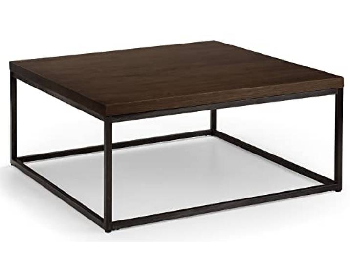 Julian Bowen Brooklyn Couchtisch, quadratisch, dunkle Eiche Mitteltisch im Industriestil für Wohnzimmer, quadratischer Wohnzimmertisch, massive Eiche & Furniere