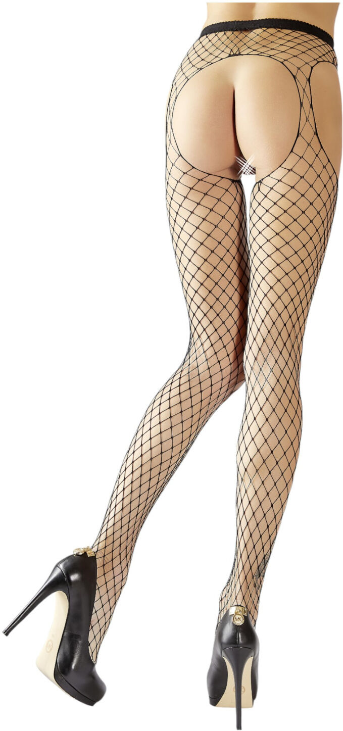 Cottelli - open, large‑mesh black fishnet stockings (S-L)