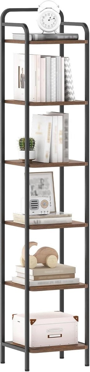6-laagse smalle boekenplank voor woonkamer, slaapkamer of thuiskantoor - Wit